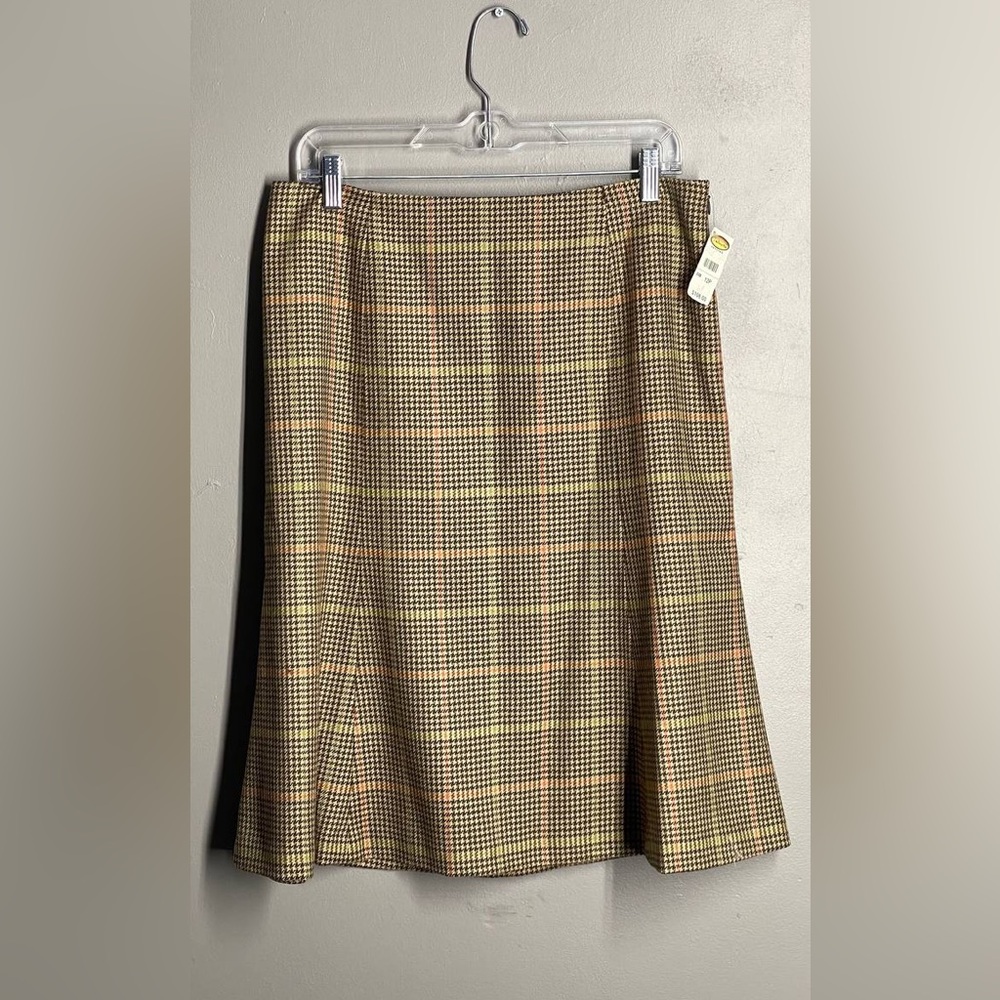 Talbots Womens houndstooth Plaid Wool Skirt Sz 12 Preppy Academia Clueless NWT‎